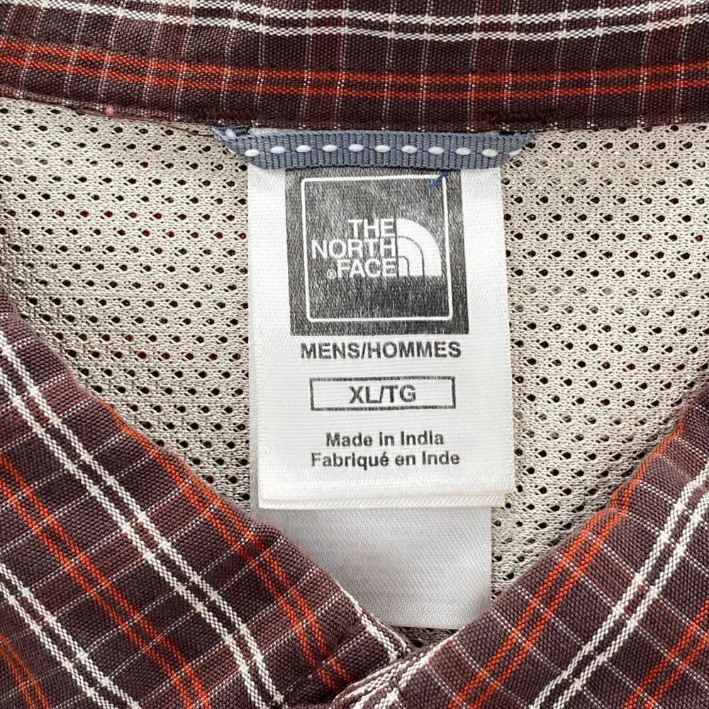 The North Face Brown/Red/White Plaid Long Sleeve Shirt Men's Size XL